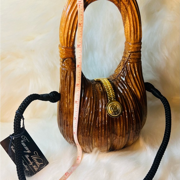 Timmy Woods of Beverly Hills Acacia Wood Handbag Purse 👜 🧡 - Picture 10 of 17